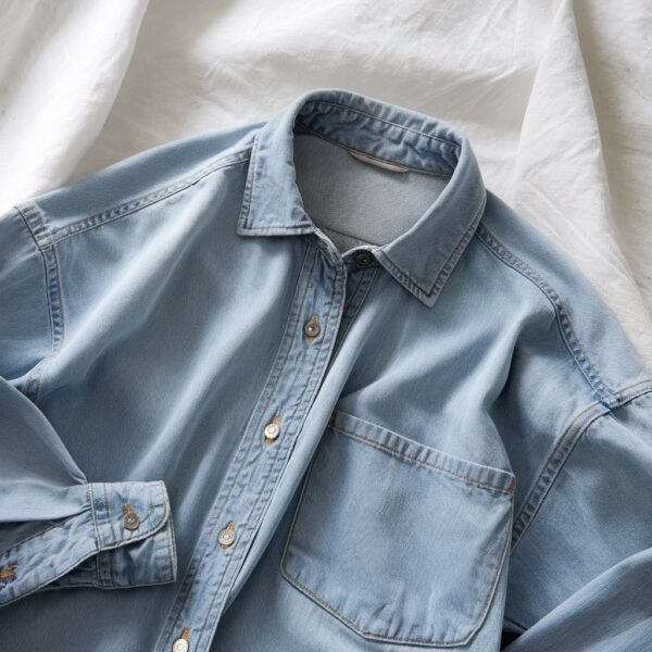 Chemise en Denim Bleu Clair Vintage