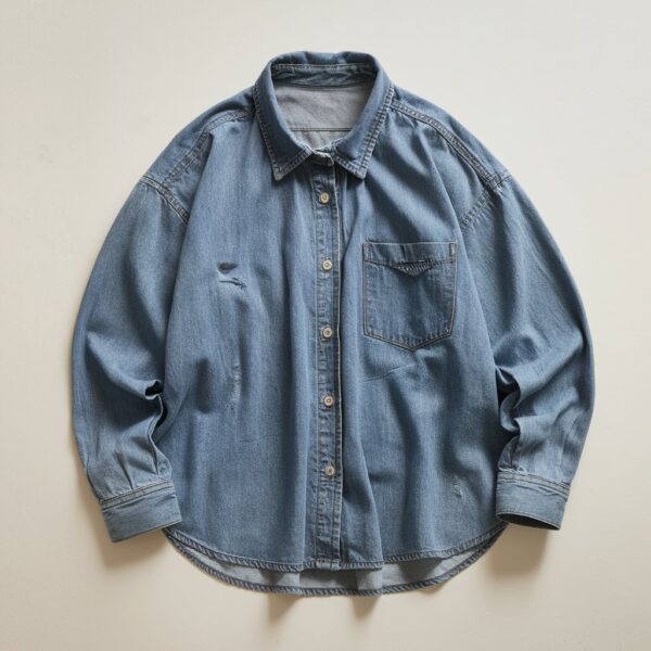 Chemise en Denim Bleu Clair Vintage
